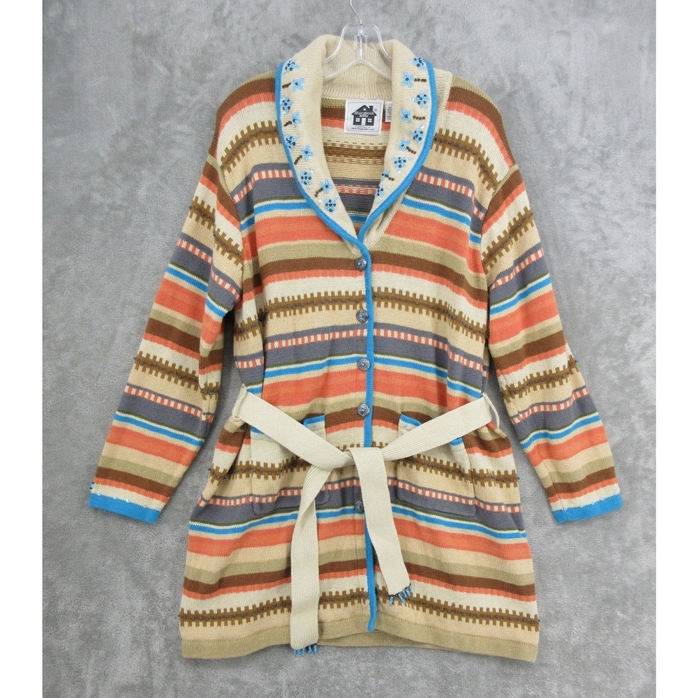 VTG Storybook Knits Sweater Womens Size 2X Southwestern Concho Beaded Santa Fe